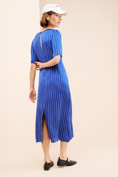 knee length dresses for ladies Conley Pinstripe Midi Dress in Black main image 0