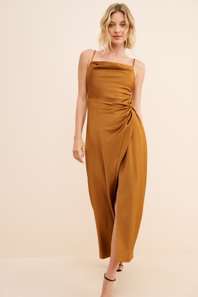 esme high neck satin dress Esme