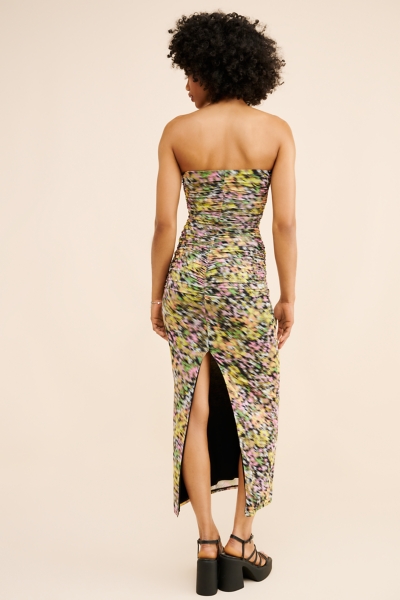 butter yellow strapless dress La Noche Strapless Satin Gown with Shawl main image 1