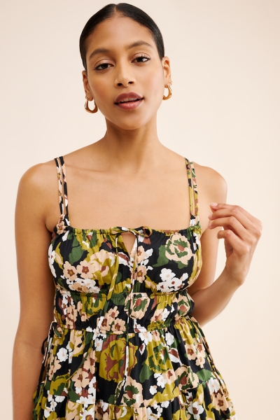 Floral Print Shirred Midi Dress | Nuuly
