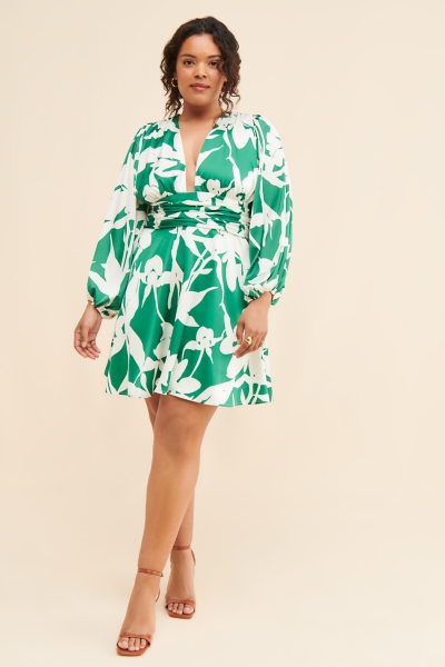 Satin Long Sleeve Mini Dress | Nuuly