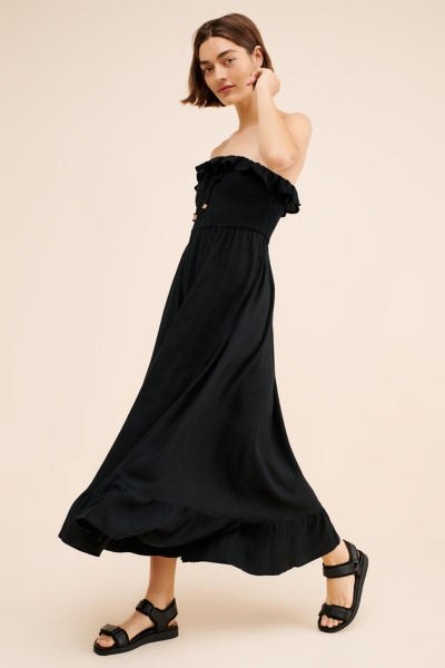 knee length dresses for ladies Mauve Square Neck Puff Sleeve Satin Midi Dress main image 0