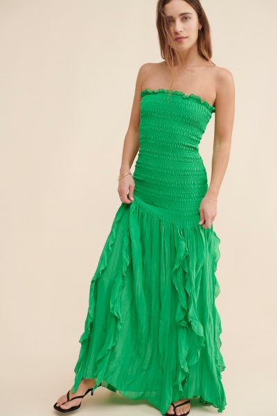 nuuly green dress Headline Strapless Maxi Dress