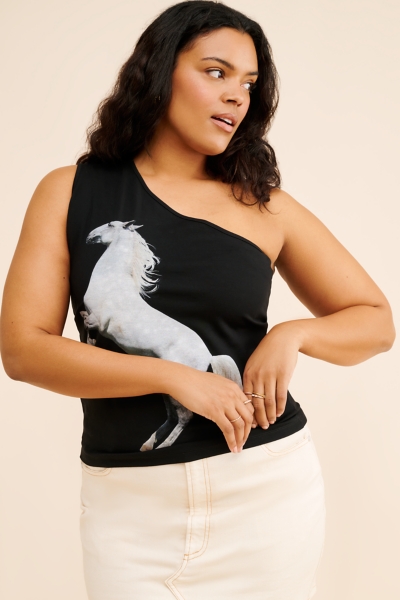 One-Shoulder Equestrian Tank | Nuuly