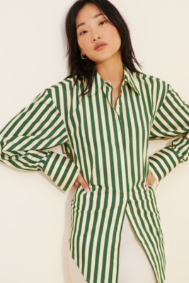 トップス ollun volume stripe tuck shirt OLIVE ollun / volume stripe tuck shirt / OLIVE レディース