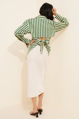 トップス ollun volume stripe tuck shirt OLIVE ollun / volume stripe tuck shirt / OLIVE レディース