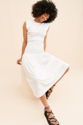 Smocked Drop Waist Midi Dress Nuuly