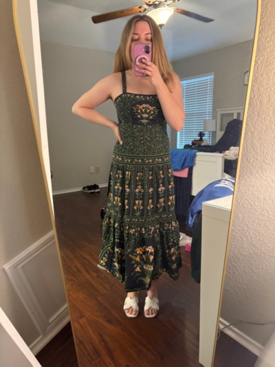 Flowers Arch Linen Blend Sleeveless Midi Dress | Nuuly