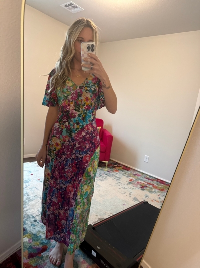 kachel floral bias cut dress Floral Bias Cut Dress