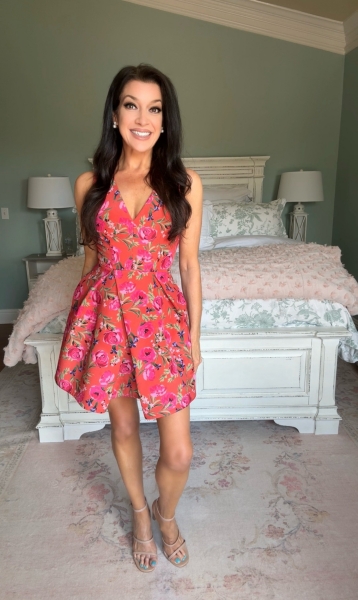 knee length dresses for ladies Forever Bloom Off-Shoulder Mini Dress Floral Blue– Selfie Leslie main image 0