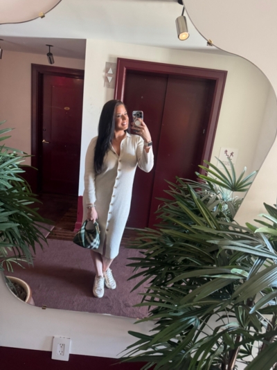 black knitted midi dress Aliza Knit One Shoulder Bodycon Midi Dress • Shop American Threads Women's Trendy Online Boutique White / L main image 0