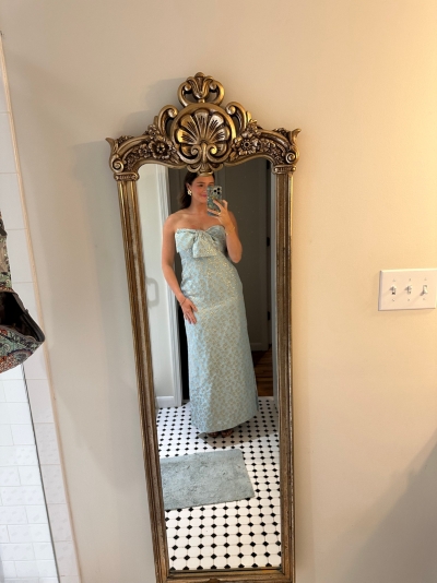 chinese dress ladies CARLYNN MAXI DRESS, BLUETTE DITSY DAISY METALLIC BROCADE main image 0
