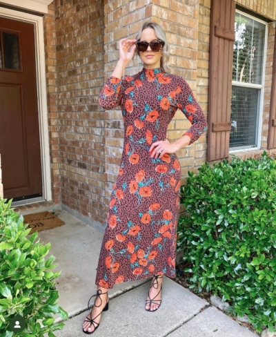 summer cocktail dress midi Blue Multi Print Tiered Midi Dress - All Dresses