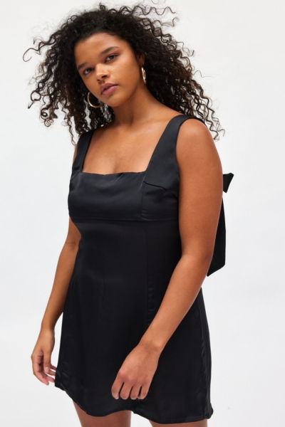 Riu リウ Bow-tie satin dress Fit and Flare Dress in Red | Little