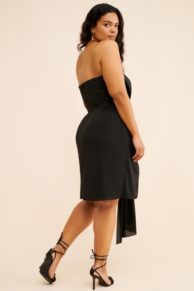 knee length dresses for ladies Camille Silk and Wool Mini Dress with Removable Train 0 / Silk and Wool Emerald Green main image 0