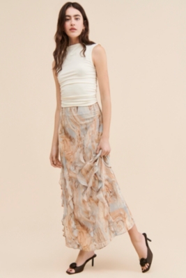MISEKI SEOUL ■ Shirring ruffle midi skirt MUSINSA | MISEKI SEOUL Shirring ruffle midi skirt BLACK