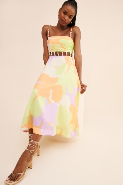 sachin and babi light blue dress Glamorous White Cotton-Blend Drop-Waist Midi Dress main image 0