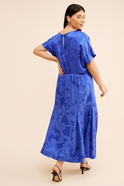 erin midi dress blue Florence A-Line One Shoulder Satin Mother of the Bride Dresses With Pockets, Dusty Blue main image 1