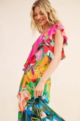 Mixed Flowery Ruffle One Shoulder Dress | Nuuly