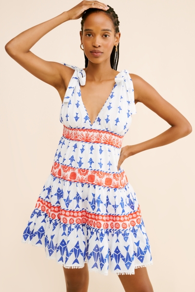 knee length dresses for ladies Scallop Detail Tiered Mini Dress – English Factory main image 1