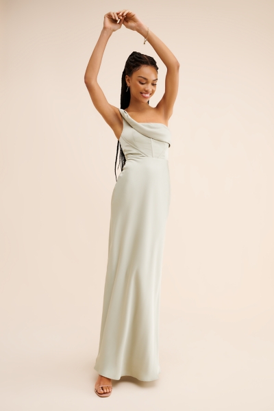Satin One Shoulder Maxi Dress | Nuuly