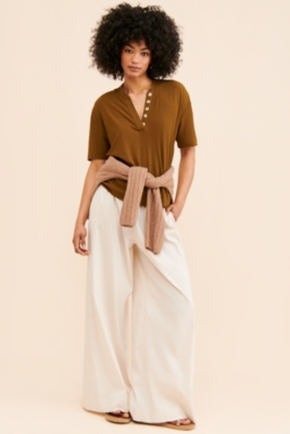 (取寄) バーリー レディース ケイシー モック プラケット リブ ティー Varley women Kasey Mock Placket Rib Tee Black Varley Kasey Mock Placket Rib Tee | Anthropologie