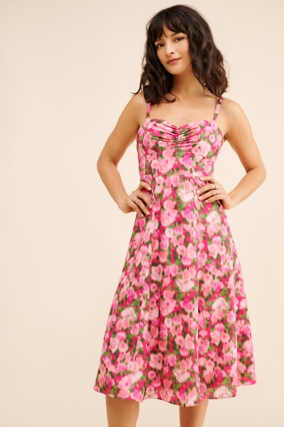 knee length dresses for ladies Farm Rio Twisted Cup Midi Dress