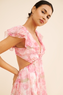 Chiffon Ruffle Midi Dress | Nuuly