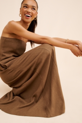 A-Line Strapless Linen Maxi Dress Nuuly