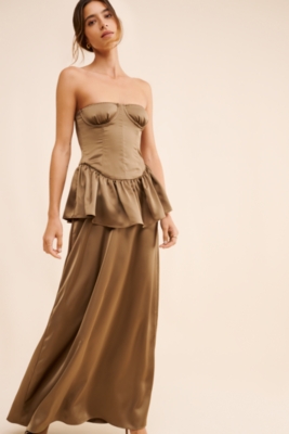 Strapless Corset Peplum Maxi Dress | Nuuly