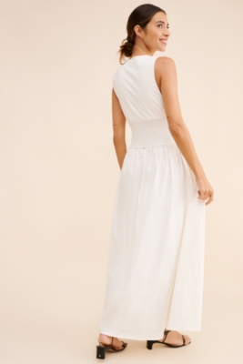 Weworewhat Button Front Scallop Maxi Dress
