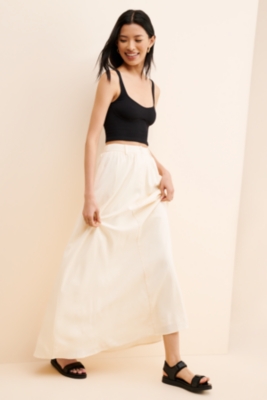 [LUV IS TRUE]★DN DAY SKIRT High Rise Long Skirt In Leopard Print Denim With Center