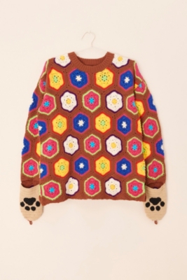 Tierra Whack Brown Crochet Tile Sweater | Nuuly