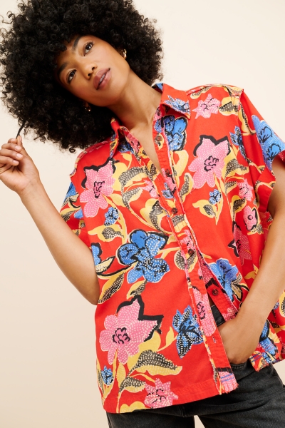 Tropics Palm Linen Top | Nuuly