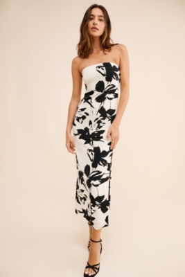Strapless Floral Midi Dress Nuuly