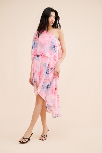 Ayla One-Shoulder Chiffon Dress