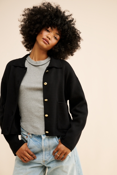 23年　FOXEY Knit Cardigan Noelle 43364 Dina Chunky Knit - Oatmeal | Knitwear | BUSBY & FOX – Busby & Fox