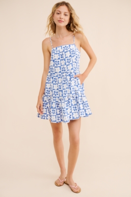 Printed Babydoll Tiered Mini Dress