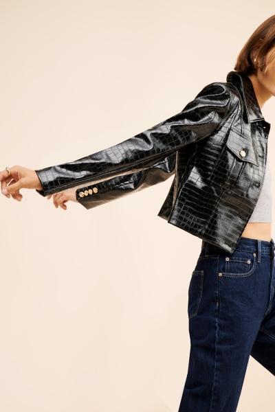 Vegan Leather Croc Lady Jacket | Nuuly