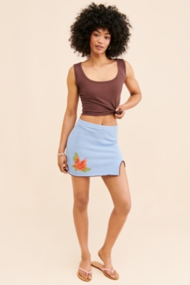 NELLY MINI SKIRT⭐︎ ANNABELLE KNIT 2点セット Clementine Applique Knitted Mini Skirt | Nuuly