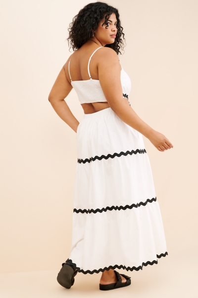 white christmas dresses METALLIC CUT-OUT TIERED MAXI DRESS – Addie rose main image 1
