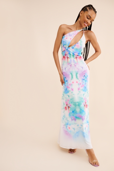 knee length dresses for ladies Sunnei Mesh Maxi Dress  Fit & Flare Floral Mesh Maxi