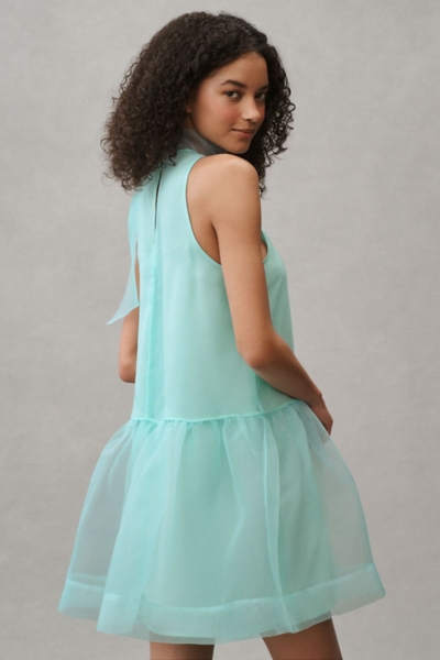 Sophia High-Neck Bow-Tie Organza Mini Dress | Nuuly