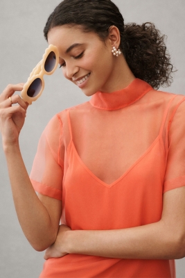 Charlotte Short-Sleeve Organza Midi Dress | Nuuly