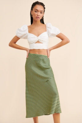 【COLOR iN ID】Brushed Check Unbalance Skirt Designer fashion, Seoul-fully created | W Concept