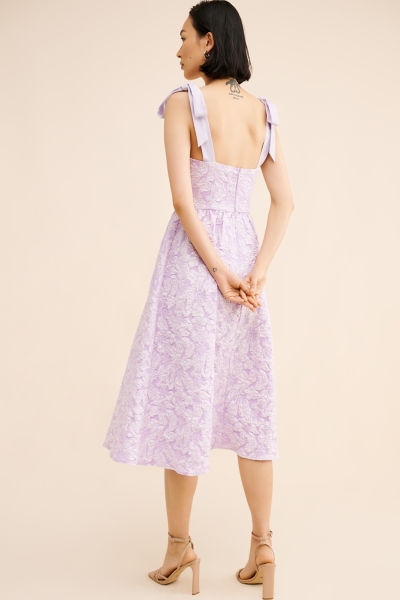 judith & charles purple silk floral midi dress Flynn Midi Dress in Lavender Aquarelle Fleur 4X
