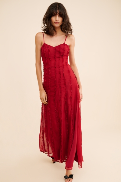Solid Ruffle Slip Maxi Dress | Nuuly