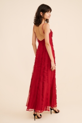 Solid Ruffle Slip Maxi Dress