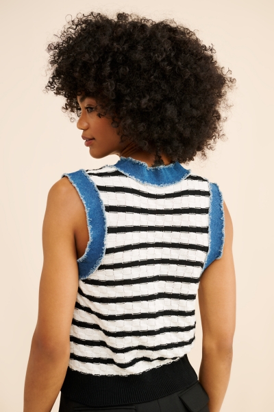 Fointelle Denim Trim Vest | Nuuly
