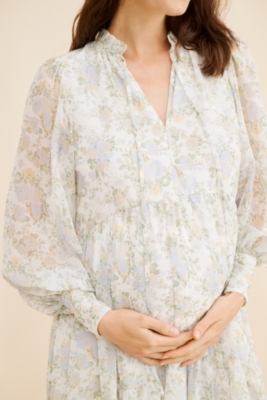 Maternity Floral Tiered Midi Dress